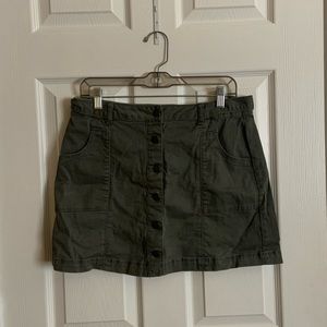 Army Green Button Down Skirt